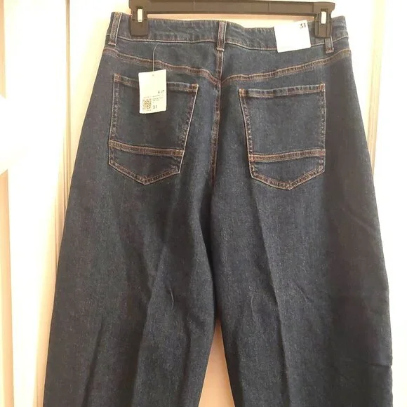 Forever 21 Forever21 Dark Denim High Waisted Barrel Jeans NWT 31 !!! - Picture 6 of 6